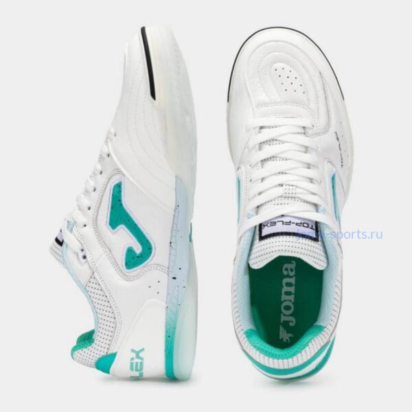TOPW2502IN_4 Футзалки Joma TOP FLEX IN (бело-бирюзовые)