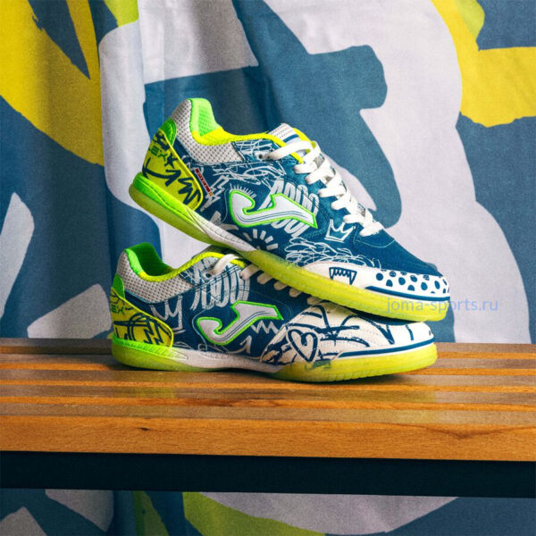 Футзалки Joma TOP FLEX IN (салатово-синие)